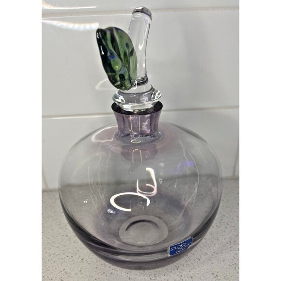 Poland Studio Nova Art Glass Purple Apple Carafe Decanter & Stopper w Label 8" - Picture 10 of 12